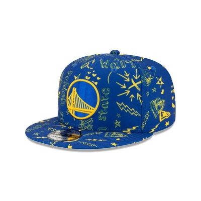 Blue Golden State Warriors Hat - New Era NBA Doodle 9FIFTY Snapback Caps USA4072169